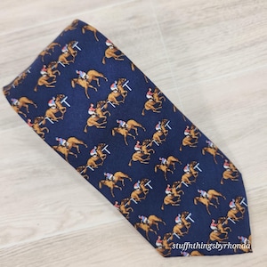 Vintage Derby Polo Ralph Lauren Tie Horse Racing Motif 100% Silk 58"x3" image 1