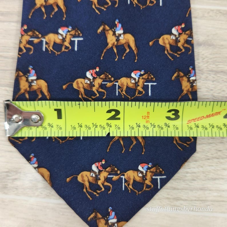 Vintage Derby Polo Ralph Lauren Tie Horse Racing Motif 100% Silk 58"x3" image 6