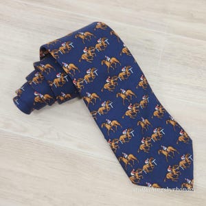 Vintage Derby Polo Ralph Lauren Tie Horse Racing Motif 100% Silk 58"x3" image 8
