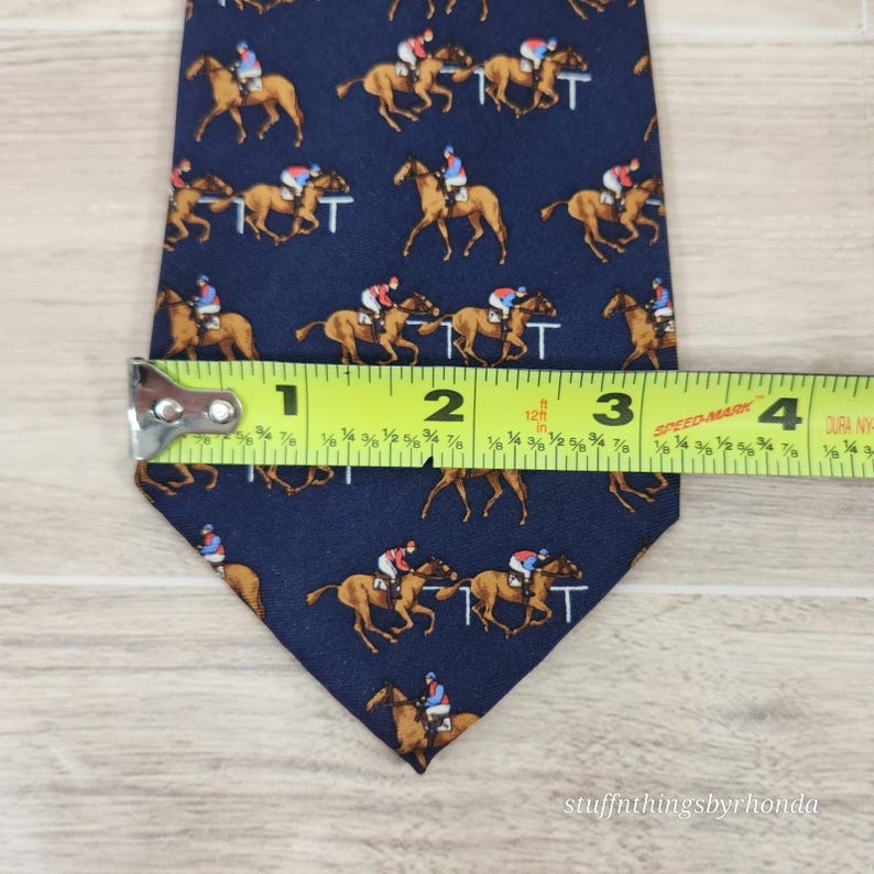 Vintage Derby Polo Ralph Lauren Tie Horse Racing Motif 100% Silk 58"x3" image 7