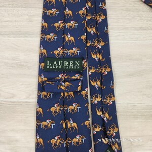 Vintage Derby Polo Ralph Lauren Tie Horse Racing Motif 100% Silk 58"x3" image 3