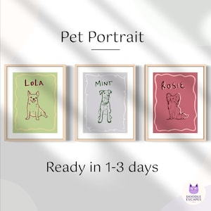 Custom Pet Drawing Outline Sketch From Photo Personalized Simple Dog Art Portrait Digital Printable Wall Art Dog Lover Unique Gift Poster