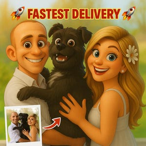 Pixar Stil Porträt | Individuelles Cartoon Bild von deinem Foto | Familien- & Paar-Illustration | Digitales Pixar Poster