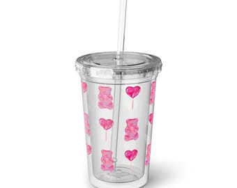 Cute Iced Coffee Cup, Double Insulation, Tumbler with Straw, Everyday Use, 16oz