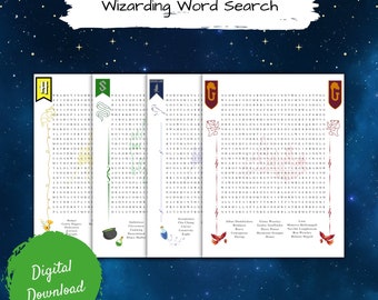 Wizard Word Search, Magical Word Search, Fun Games for Parties or Personal Entertainment, Printable, Digital Download