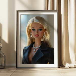 Mob Wife Babe Doll Matte Vertical Poster Art Print - Maximalist Wall Art, Modern Home Decor, Dorm, Black Aesthetic, Summer Trendy