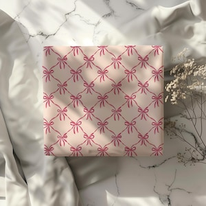 Pink Coquette Ribbon Gift Wrapping Paper Sheets - Birthday, Bridal Shower, Wedding Gift Wrap, Christmas, Mother&#39;s Day, Vintage Aesthetic