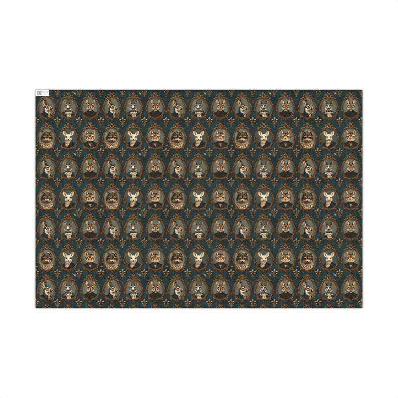 Cottage Core Victorian Woodland Animal Portraits in Frames Gift Wrapping Paper - Vintage Gift Wrap, Holiday Christmas Baby Shower image 8