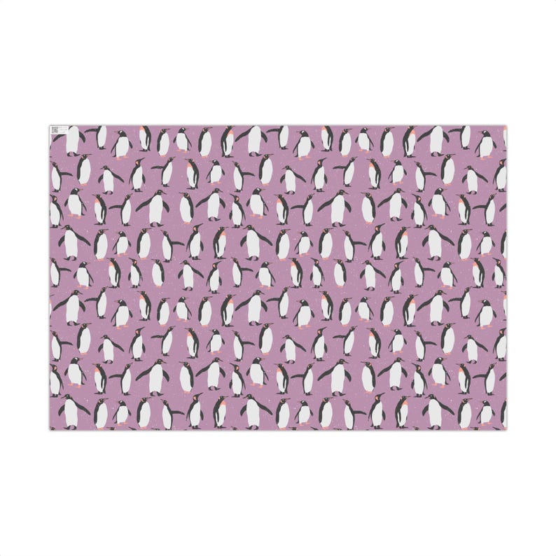 Purple Penguin Gift Wrapping Paper Sheets - Holiday Gift Wrap, Christmas Wrapping, Kids Gift Wrap, Winter, Animal, Baby Shower, Birthday image 7