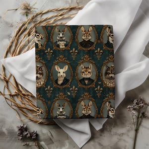 Cottage Core Victorian Woodland Animal Portraits in Frames Gift Wrapping Paper - Vintage Gift Wrap, Holiday Christmas Baby Shower image 1
