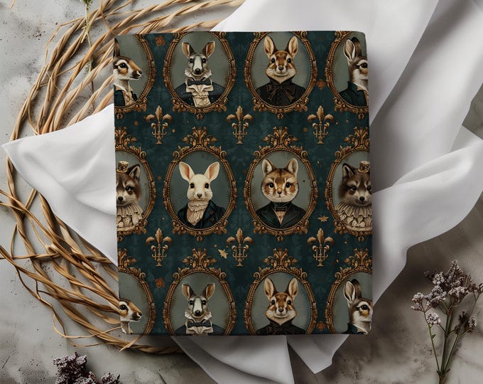 Cottage Core Victorian Woodland Animal Portraits in Frames Gift Wrapping Paper - Vintage Gift Wrap, Holiday Christmas Baby Shower