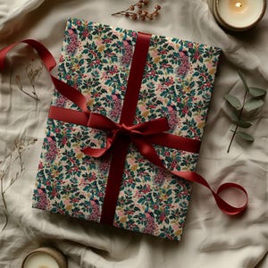 Festive Holly & Peacock Colorful Victorian Vintage Gift Wrapping Paper - Holiday Gifting, Chinoserie, Toile De Jouy, Christmas, Moody