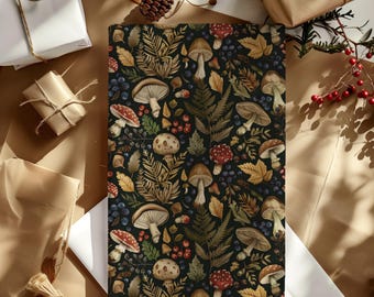 Dark Forest Cottage Core Gift Wrapping Paper Sheets - Moody Aesthetic, Mushroom, Trendy Birthday Gift Wrap, Woodland Christmas, Holiday