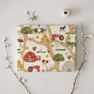 Whimsical Watercolor Farm Life Gift Wrapping Paper Sheets - Birthday - Baby Shower Gift - Abstract - Unique Adorable - Boho Farm Animal