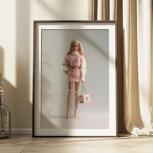 Fashion Babe Doll Matte Vertical Poster Art Print - Trendy Wall Art, Modern Home Decor, Gallery Art, Coquette Dorm Decor, Pink Aesthetic