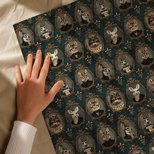 Cottage Core Victorian Woodland Animal Portraits in Frames Gift Wrapping Paper - Vintage Gift Wrap, Holiday Christmas Baby Shower image 7