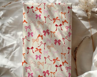 Coquette Pink & Red Whimsical Bow Gift Wrapping Paper - Birthday Gift Wrap, Baby Shower, Bridal Shower, Wedding Gift Wrap,  Kids