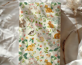 Vintage Animals with Floral Design Gift Wrapping Paper Sheets - Baby Shower, Kids Birthday Gift, Retro Wrapping, Retro Easter, Spring