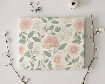 Charming  Blush and Mint Floral Wrapping Paper Sheets, Gift Wrapping Paper for All Occasions, Birthday, Holiday, Bridal Shower, Baby Shower