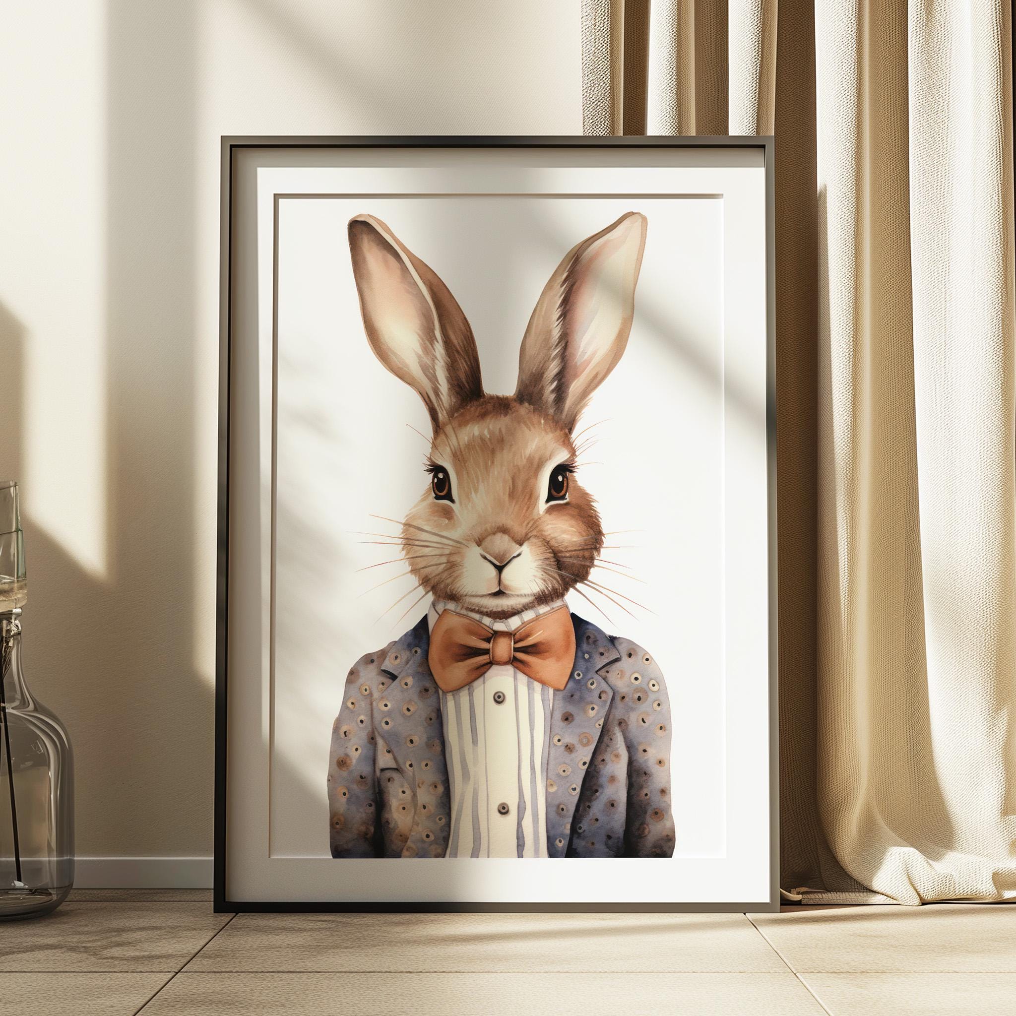 Dapper Bunny in a Blazer and Bowtie Matte Vertical Poster Art Print ...