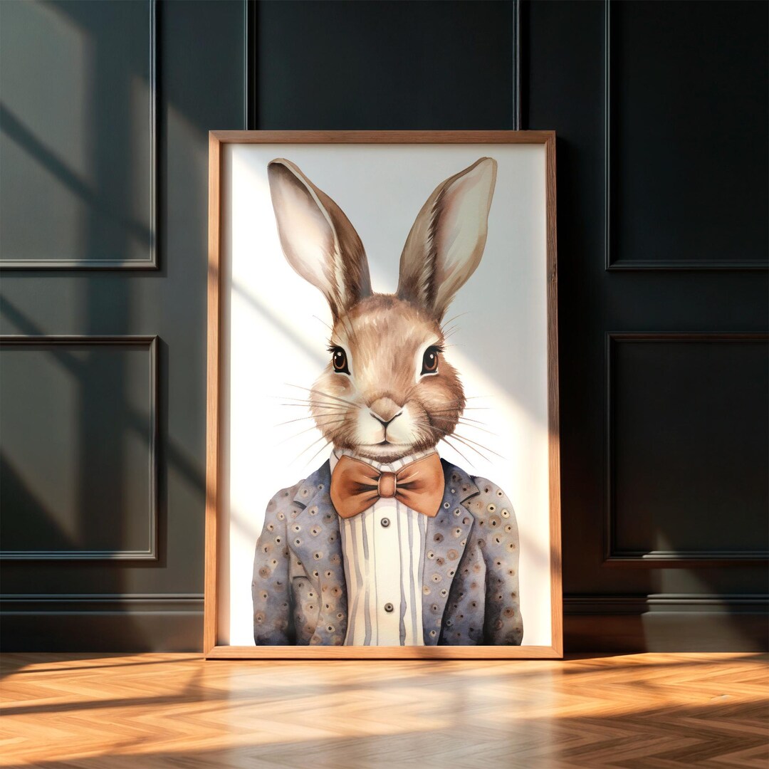 Dapper Bunny in a Blazer and Bowtie Matte Vertical Poster Art Print ...