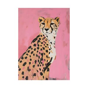 Pink Leopard Painting Matte Vertical Poster Art Print - Modern Home Decor, Maximalist Aesthetic Trendy Wall Poster, Eclectic Dorm, Cheetah image 8