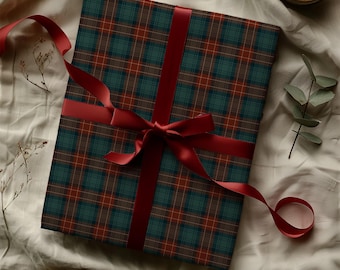 Carta da regalo natalizia tradizionale con motivo scozzese verde e rosso - Stile rustico invernale, accessori per regali natalizi, estetica vintage