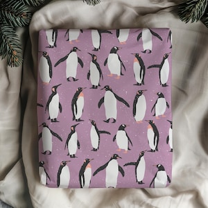 Purple Penguin Gift Wrapping Paper Sheets - Holiday Gift Wrap, Christmas Wrapping, Kids Gift Wrap, Winter, Animal, Baby Shower, Birthday image 3