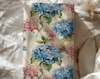 Blue Hydrangea and Pink Vintage Floral Gift Wrapping Paper Sheets - Birthday, Bridal Shower, Wedding Gift Wrap, Christmas, Mother's Day