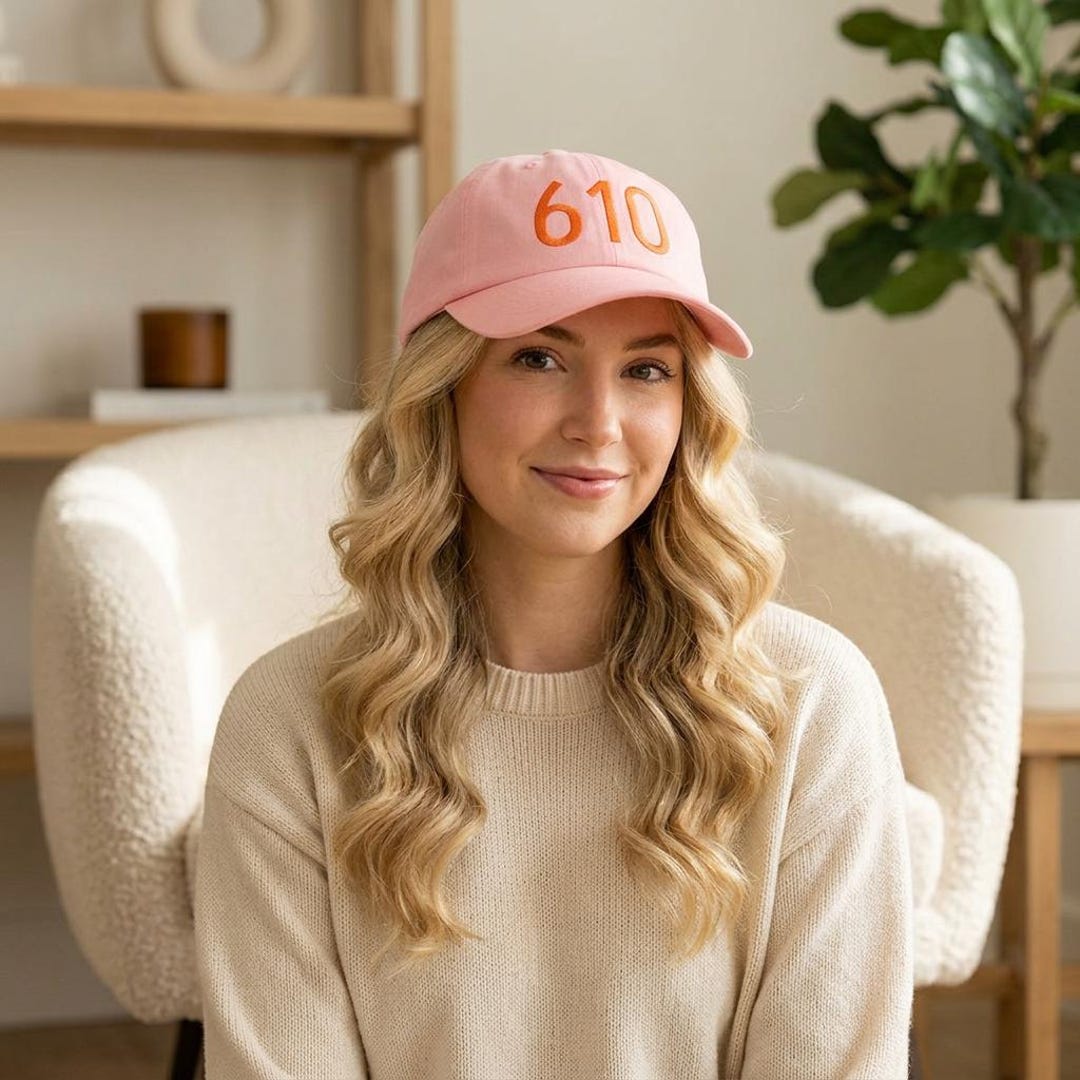 610 Area Code Embroidered in Orange Baseball Hat | Philadelphia, Philly ...
