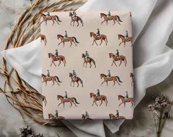 Equestrian Horse Minimalist Gift Wrapping Paper Sheets - Horse Riding Gift, Birthday Gift Wrap, Elegant, Christmas Alternative, Americana