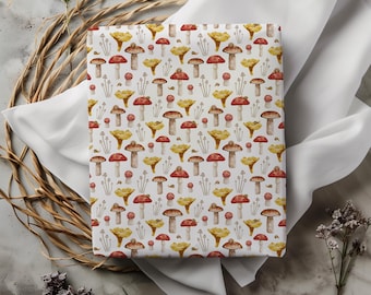 Whimsical Woodland Mushroom Gift Wrapping Paper Sheets - Cottage Core Gift Wrap Birthday, Baby Shower, Christmas, Natural Holiday, Cute Gift