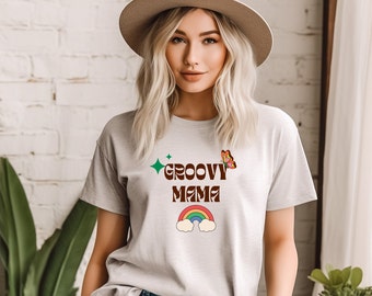 Groovy Mama Short Sleeve Tee, Cue Mom T Shirt, Retro Mom Shirt Design, Gift for Mom, Mother's Day Gift