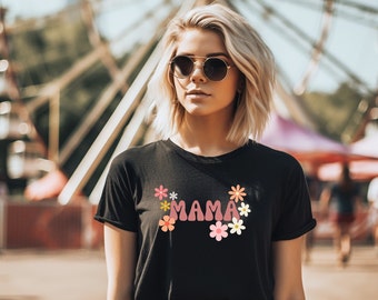 Mama Short Sleeve Tee, Flower Mama Shirt, Cute Mom Shirt, Mom Gift, Hippie Mama T Shirt