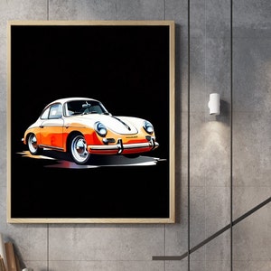 Porsche 356 speedster. vintage cars. Watercolors. Automotive Decor. Digital Print Art.