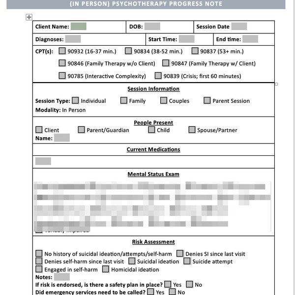PACKAGE Therapy Progress Note Template (Telehealth and In Person)