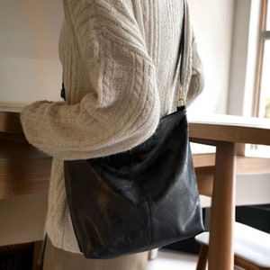 Crossbody leather bag for women, hobo bag, shopper, boho zdjęcie 6