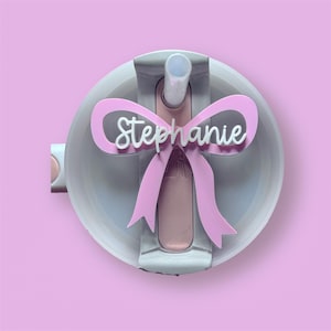 Stanley-topper | Coquette | Bekertopper met strik | Naambordje beker | Aangepast cadeau