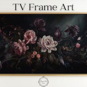 Frame TV Art Moody Flowers - Moody Floral TV Background - Dark Academia Botanical - Vintage Dark Flower Painting - Samsung Frame - Digital