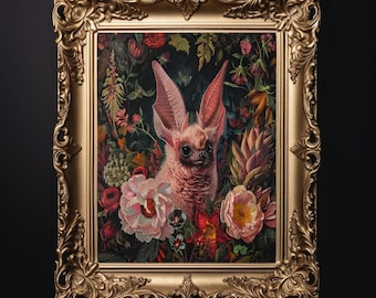 Decoración de pared con murciélagos botánicos antiguos, murciélagos florales fantásticos y caprichosos, botánicos oscuros, pared de galería, decoración de pared, impresión gótica Cottagecore, digital