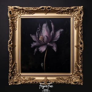 Dark Botanical Print - Moody Floral Wall Art - Dark Cottagecore - Botanical Gothic Wall Art - Whimsigoth Decor - Dark Academia Printable