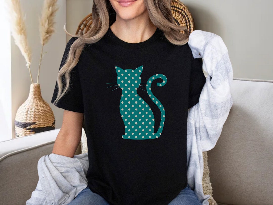 Funky Cat Tshirt, Polkadotted Cat Print