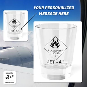 Personalized Aviation Turbine Fuel Shot Glass - Jet A1, 1.5oz Pilot Gift | Custom Aviation Gifts for Aviators