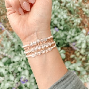 Custom name bracelet | seed bead bracelet | layering bracelets | stacking bracelets | colorful bead bracelets | neutral bead bracelets