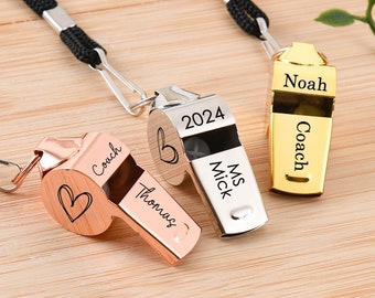 Engraved Sports Whistle Necklace,Personalized Whistle, Gift for Football and Basketball Coaches,Custom Coach Whistle,Graduation Gifts