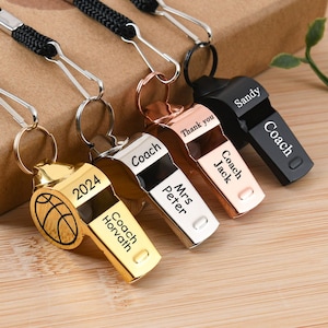 Personalized Coach Gift,Personalized Whistle,Custom Coach Whistle Necklace,Engraved Metal Outdoor Coach Whistle,Football Teacher Present