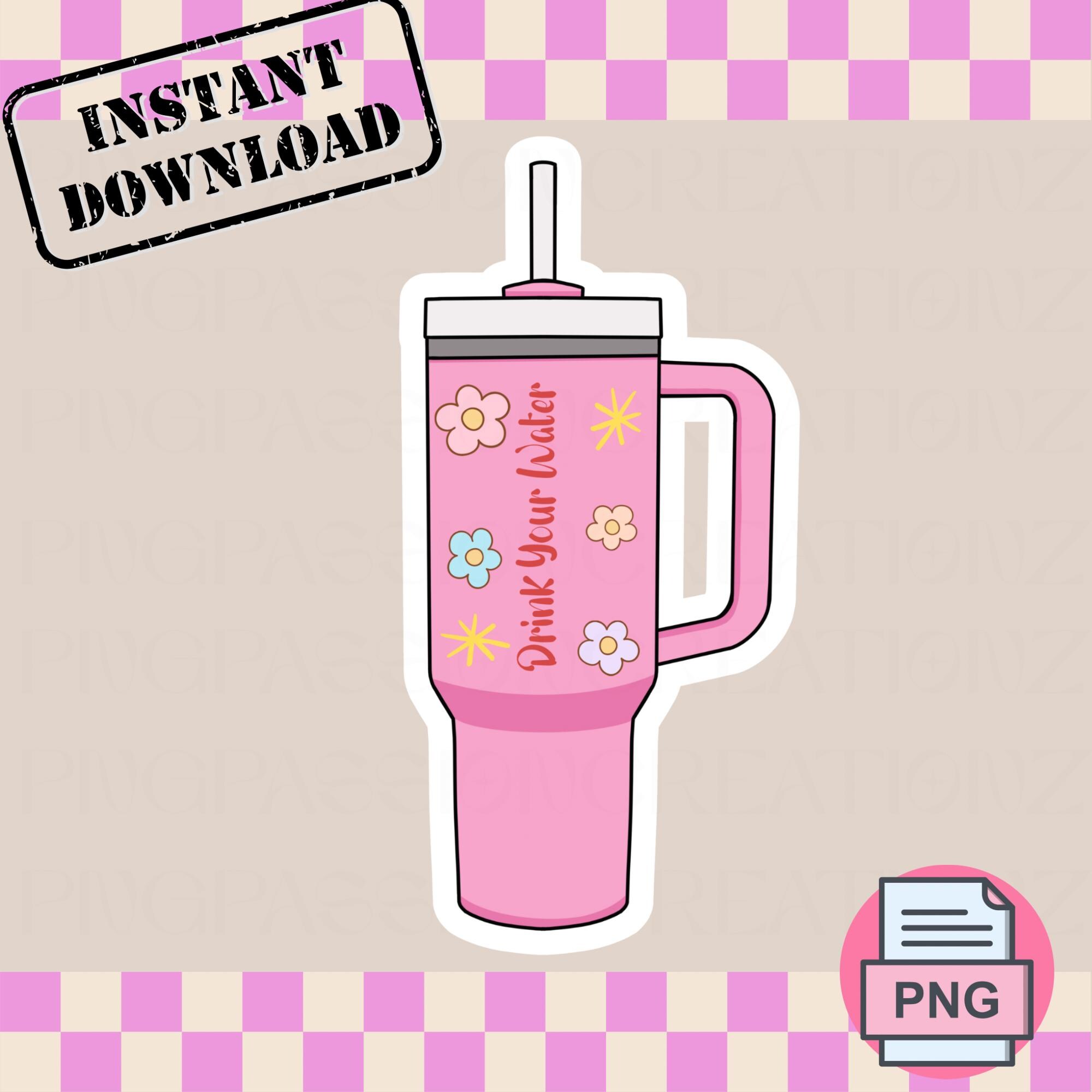 Drink Your Water Bottle Png Digital Download Sticker 2 Variations Etsy