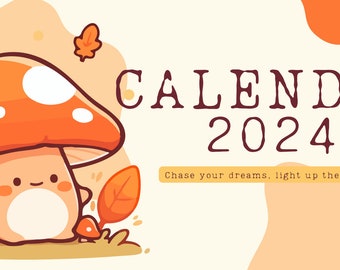 Printable Mushroom Calendar 2024 Monthly Dates Planner