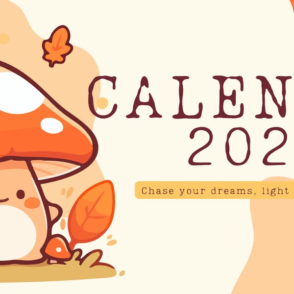 Printable Mushroom Calendar 2024 Monthly Dates Planner