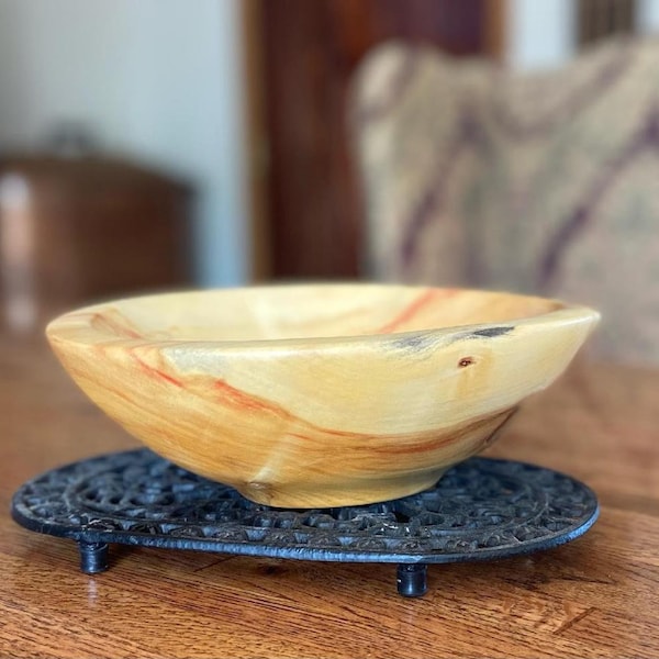 Flame Box Elder Wood Bowl 9x3 Handmade